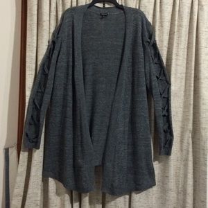 Torrid Lace Up Sleeve Open Front Cardigan
